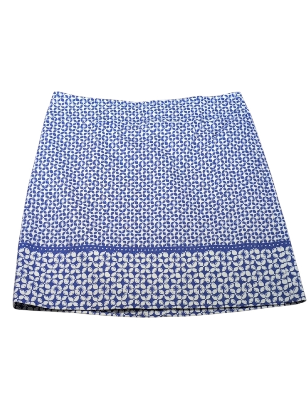 Talbots Blue & White Print A-Line Fully Lined Skirt Size 8